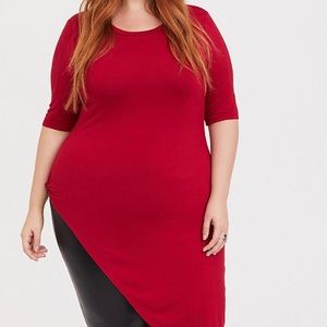 Torrid soft red asymmetric side knot tunic